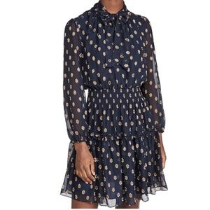 WORN ONCE Shoshanna Navy and Gold Long Sleeve Dress